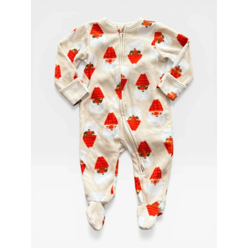 Old Navy‎ Baby Santa Claus Fleece Footed Sleeper Christmas Pajamas 6-9 Months